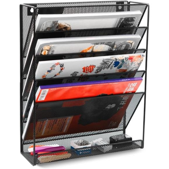 Wall File Organizer 5Tier Vertical Hanging File Organizer Wall Mount File Holder - Picture 7 of 7